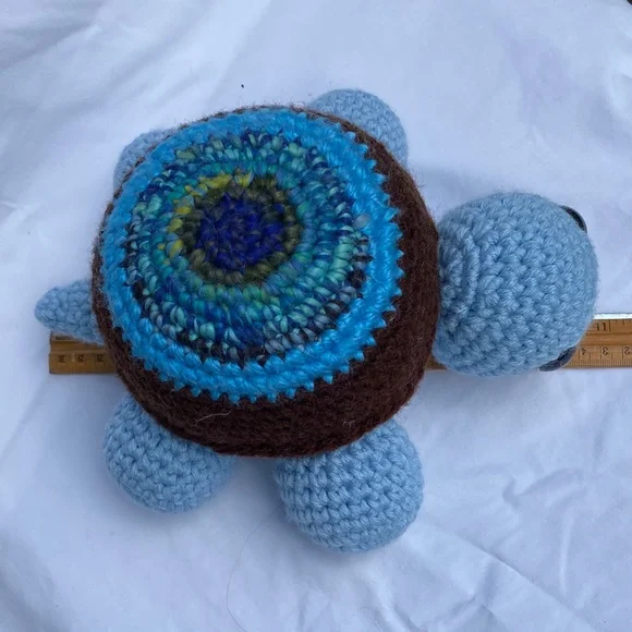 Handmade Crocheted Blue Turtle - Picture 2 of 8